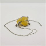 Кальцит желтый 2-5 см, необработанный, с подвеской (серебряная цепочка), Китай 1679