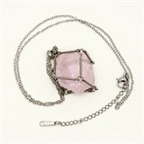 Розовый кварц 2-5 см, необработанный, с подвеской (серебряная цепочка), Бразилия 1691