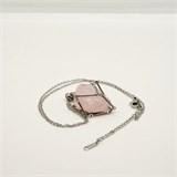 Розовый кварц 2-5 см, необработанный, с подвеской (серебряная цепочка), Бразилия 1691